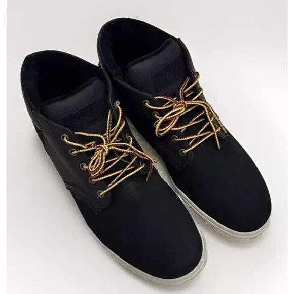Polo Ralph Lauren Mens Black Shrunken Nubuck & Canvas Sneaker Boot Choose Size